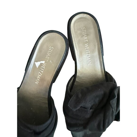 STUART WEITZMAN Black Suede Bow Sandals Heels Size 6.5 - Picture 10 of 11